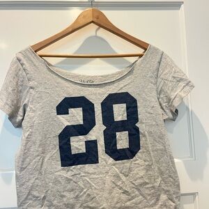 Brandy Melville Light Gray Tee with Navy Number Print